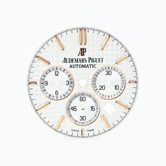 AUDEMARS PIGUET QUADRANTE ARGENTEE INDICI ORO ROSA PER ROYAL OAK CHRONOGRAPH 41MM 26320OR