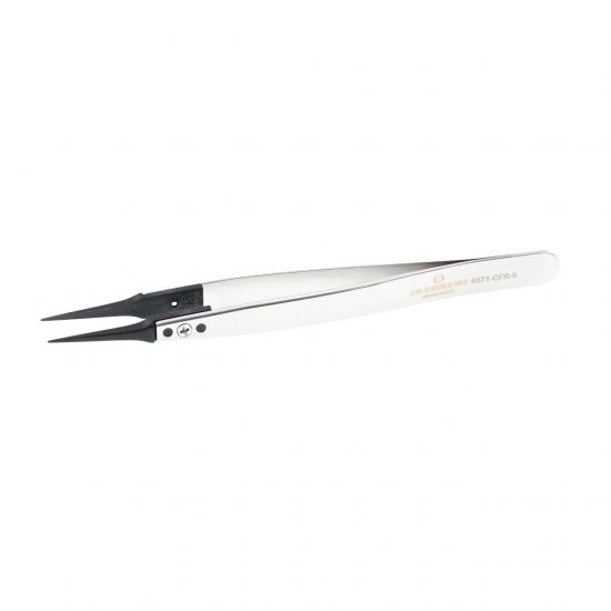 BERGEON 6571-CFR-5 PINZETTA DI PRECISIONE IN ACCIAIO CON PUNTE IN FIBRA DI CARBONIO LUNGHEZZA 130 MM
