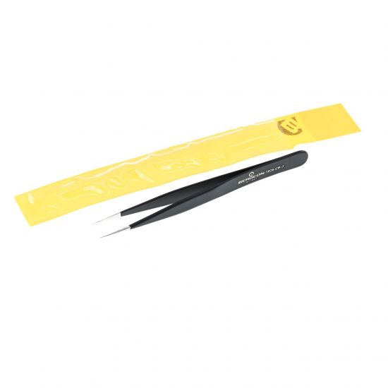 BERGEON PINZETTA DI PRECISIONE NERA IN ACCIAIO ANTIMAGNETICA, LUNGHEZZA 120 MM