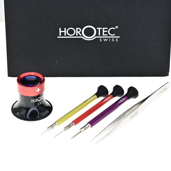 HOROTEC 98.017 SET UTENSILI, 3 GIRAVITI 1 PINZETTA E 1 LENTE D’INGRANDIMENTO