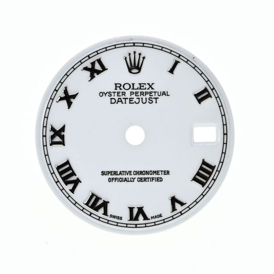 ROLEX DIAL QUADRANTE OYSTER PERPETUAL DATEJUST BIANCO NUMERI ROMANI ’’SWISS MADE’’X CASSA ACCIAIO VETRO ZAFFIRO PER 79174 - 179174 (CAL. 2235)