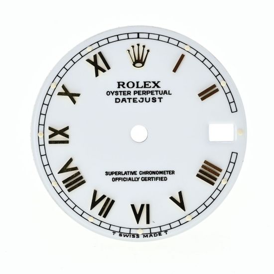 ROLEX DIAL QUADRANTE OYSTER PERPETUAL DATEJUST WHITE ROMAN ’’SWISS MADE’’ X CASSA ACCIAIO E ORO VETRO ZAFFIRO PER 78273 - 78278 - 178243 - 178278 (CAL. 2235)