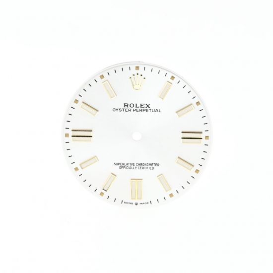 ROLEX QUADRANTE ARGENTEE INDICI ORO PER OYSTER PERPETUAL 41 REF. 124300 CHROMALIGHT