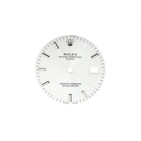 ROLEX QUADRANTE ARGENTEE PER DATE 34MM 115200 115210 LUMINOVA (INDICI MANCANTI)