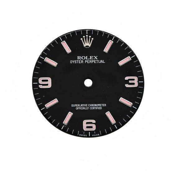 ROLEX QUADRANTE DIAL OYSTER PERPETUAL 34MM NERO INDICI ROSA REF ’’SWISS MADE’’ PER 114200 MOV 3130